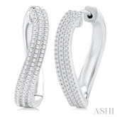 1/2 ctw Curvy Triple Row Round Cut Diamond Fashion Earring in 14K White Gold